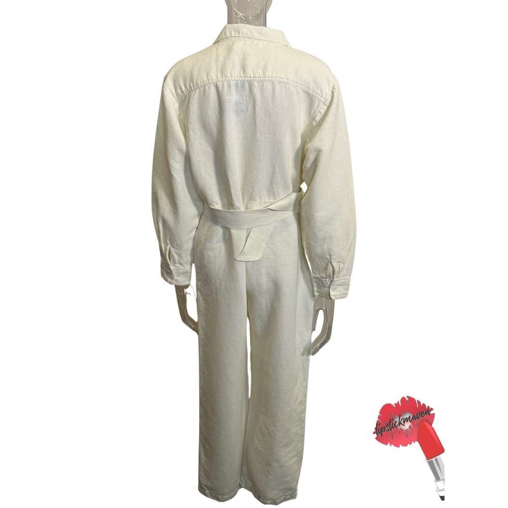 Able Charlyn Jumpsuit Women Large Cream Antique White Button Down One Piece NWT - Picture 2 of 16